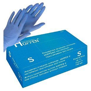 Рукавички нітрилові HOFFEN Блакитні, Розмір S, 100 шт 47648 фото