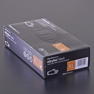 Рукавички разові НІТРІЛОВІ 100шт Nitrylex ХL Чорні 47630 фото