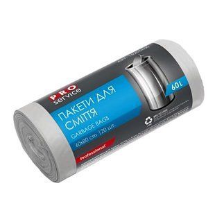 16205650 Мішки д/сміття 60л 60х80см 20шт PRO білі LD 22253 фото
