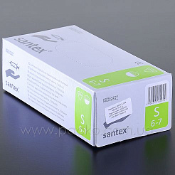 Перчатки одноразовые латекс SANTEX  100шт  S